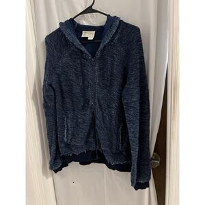 Anthropologie Saturday Sunday Blue Full Zip Hooded Jacket Sz Xs